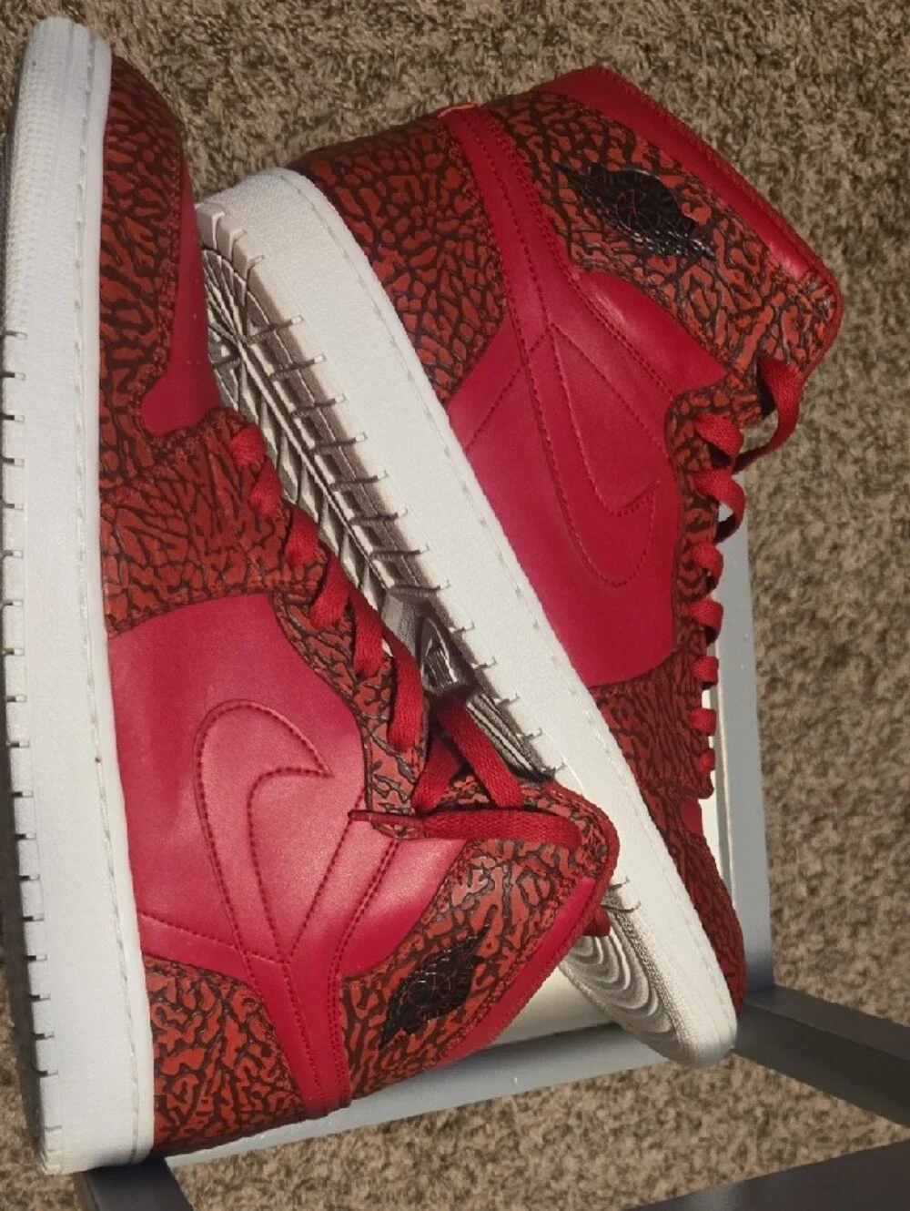 Nike Red High-Top Jumpman Sneakers - Picture 7 of 15